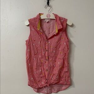 Cat & Jack Pink Sleeveless Blouse with Floral Embroidery
